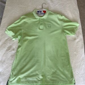 Psycho Bunny Men Green Polo Shirt with Classic Collar and Short Sleeves size 9